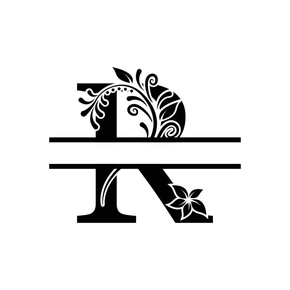 initial r dekorativ monogram delad bokstav vektor