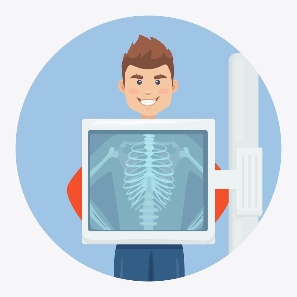 Röntgengerät zum Scannen des menschlichen Körpers. Röntgen des Brustbeins. Ärztliche Untersuchung für Chirurgie. Vektordesign vektor