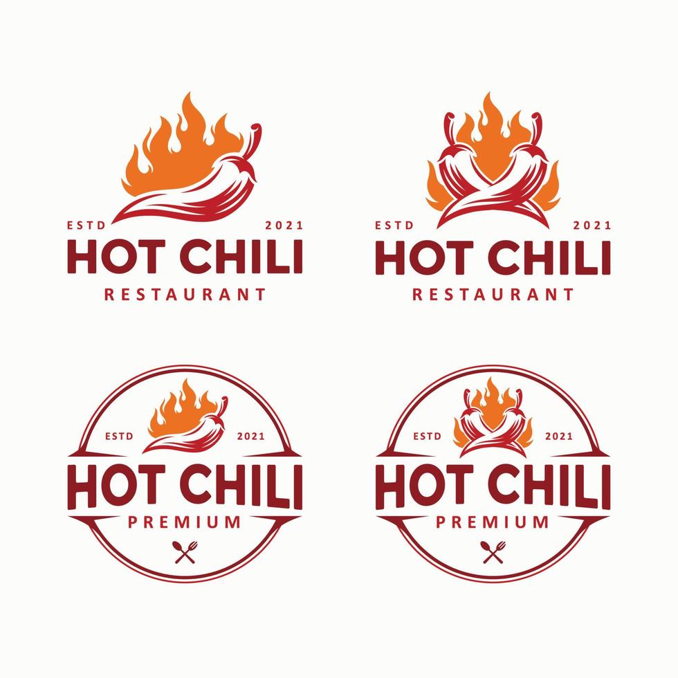Hot Chili Logo Designkonzept. Feuer-Chili-Logo-Symbol. Abbildung von Gewürzlebensmitteln vektor
