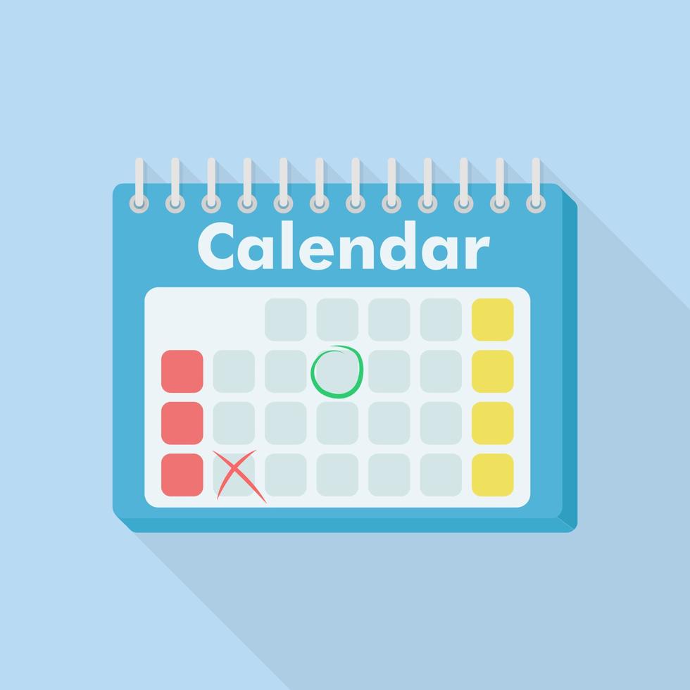 Kalender, Erinnerung, Tagesordnung. Markieren Sie das Datum, den Feiertag, wichtige Tageskonzepte. Vektordesign vektor