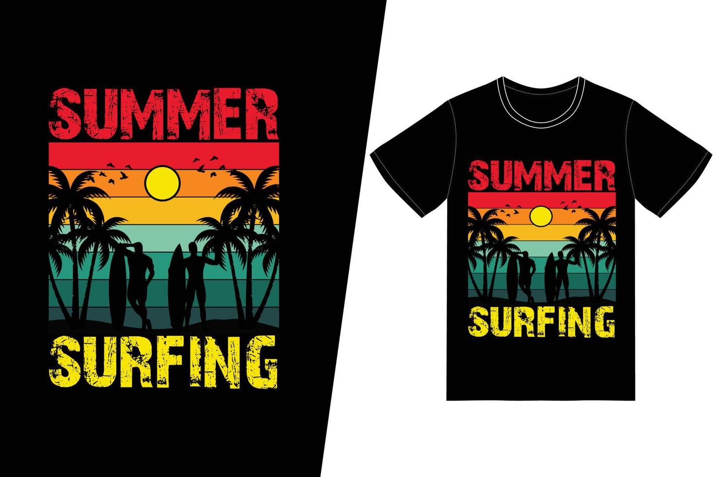 sommar surfing t-shirt design. sommar t-shirt design vektor. för t-shirttryck och andra användningsområden. vektor