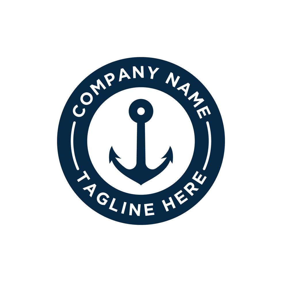 marina retro emblem med ankare logotyp vektor