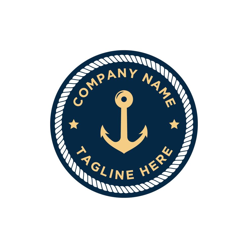Marine-Retro-Embleme-Logo mit Anker und Seil vektor