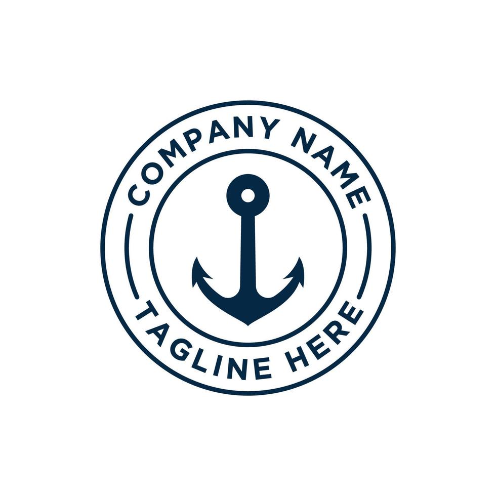 marina retro emblem med ankare logotyp vektor