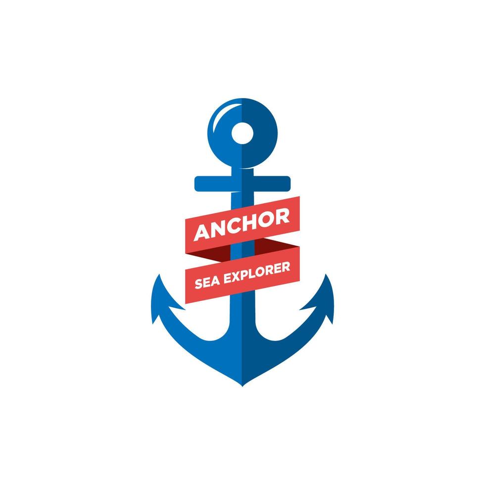 marina retro emblem med ankare logotyp vektor