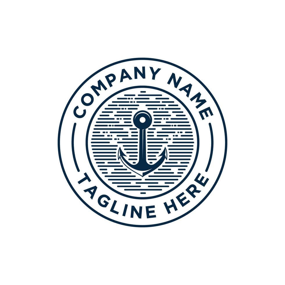 Marine-Retro-Embleme mit Anker-Logo vektor