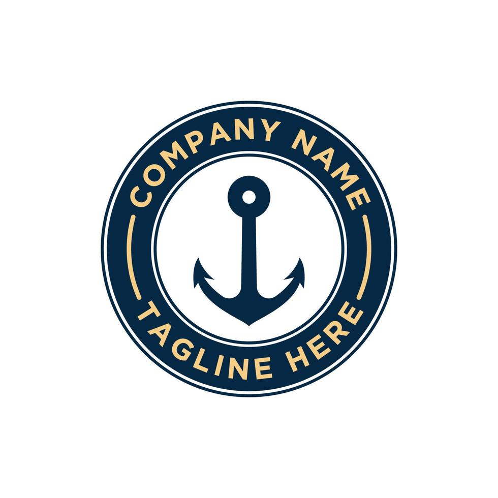 marina retro emblem logotyp med ankare vektor