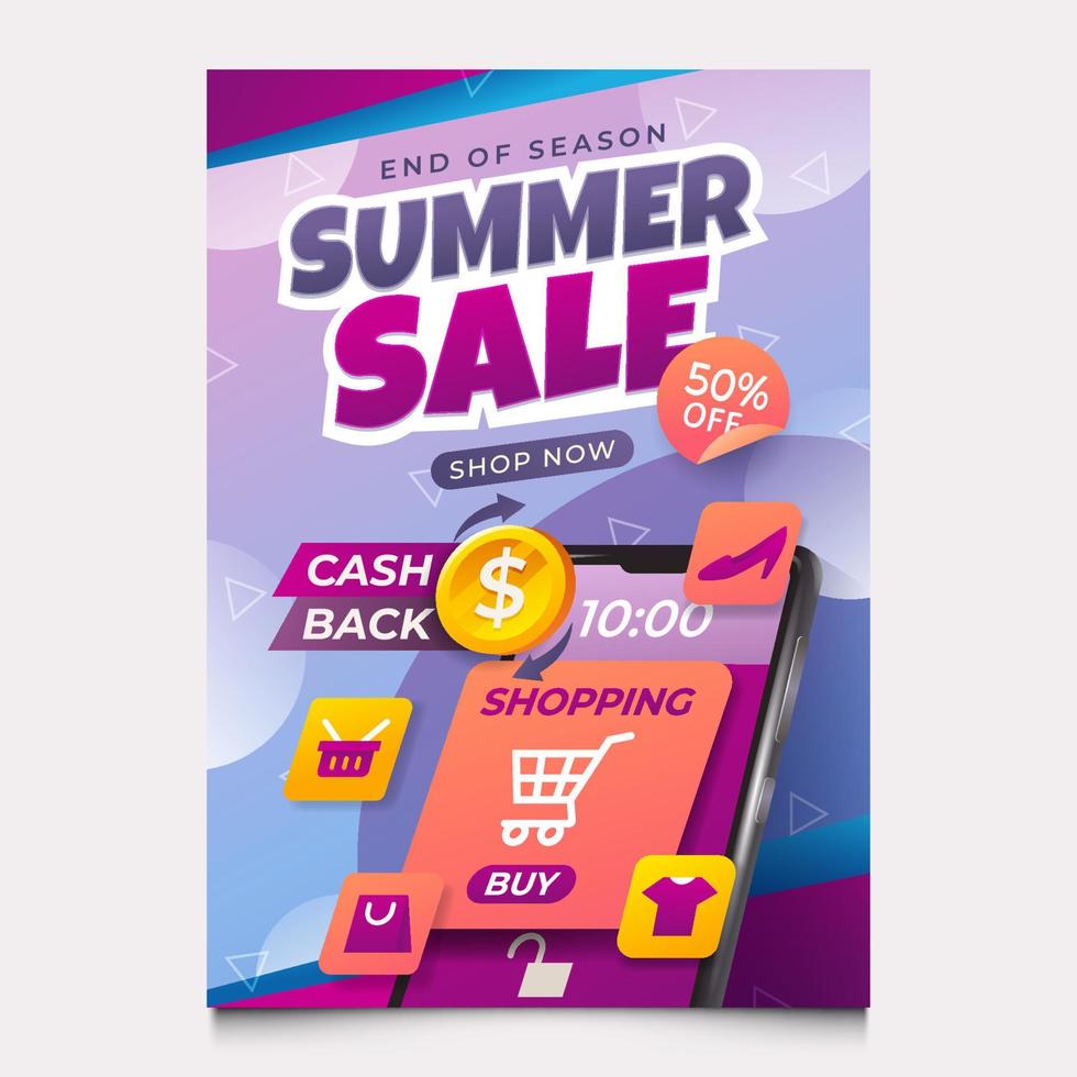 Cashback-Poster zum Einkaufen im Sommerverkauf vektor