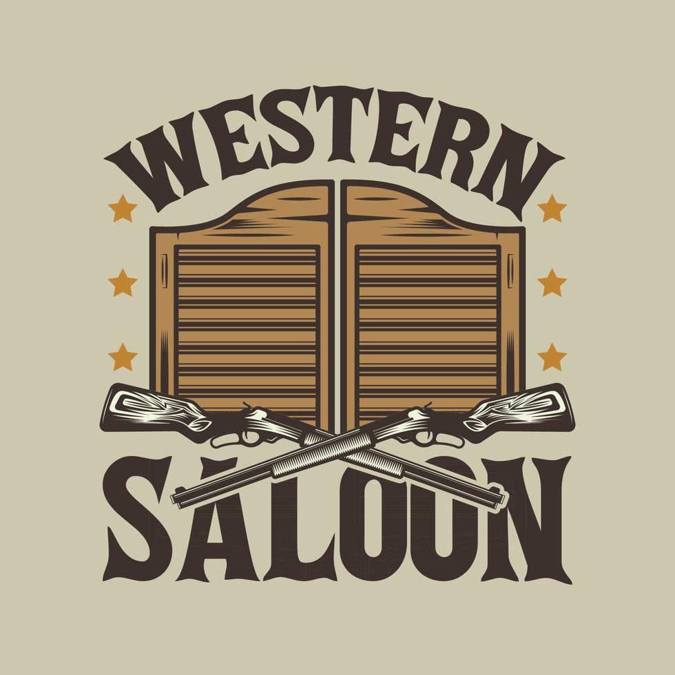 Saloon-Tür des Wilden Westens und Cowboy-Gewehre vektor