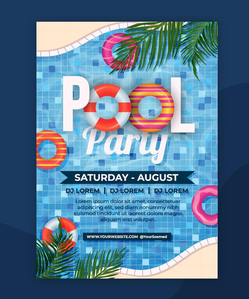 affisch mall för sommar pool party vektor