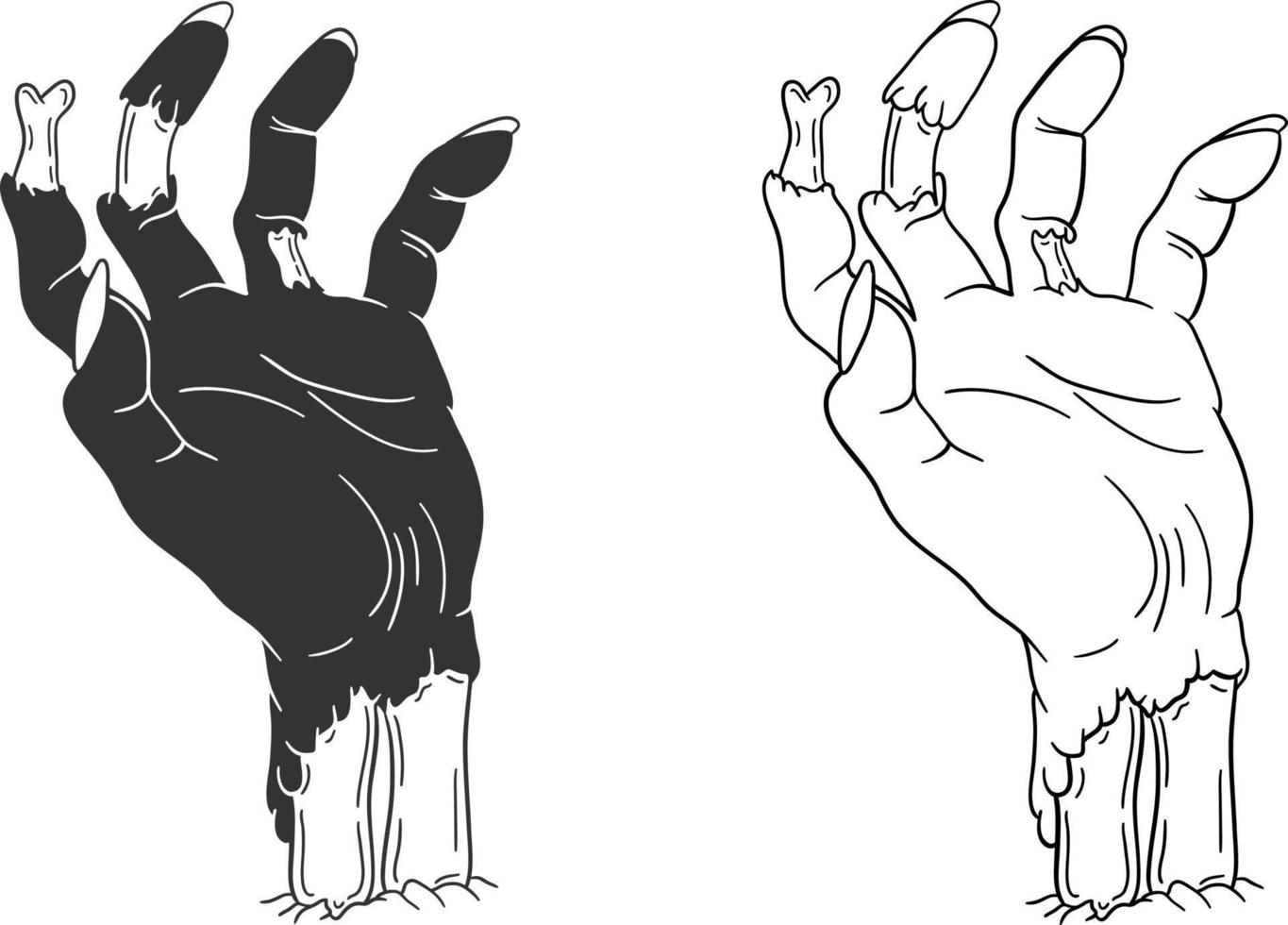 hand gezeichnete zombiehandillustration vektor
