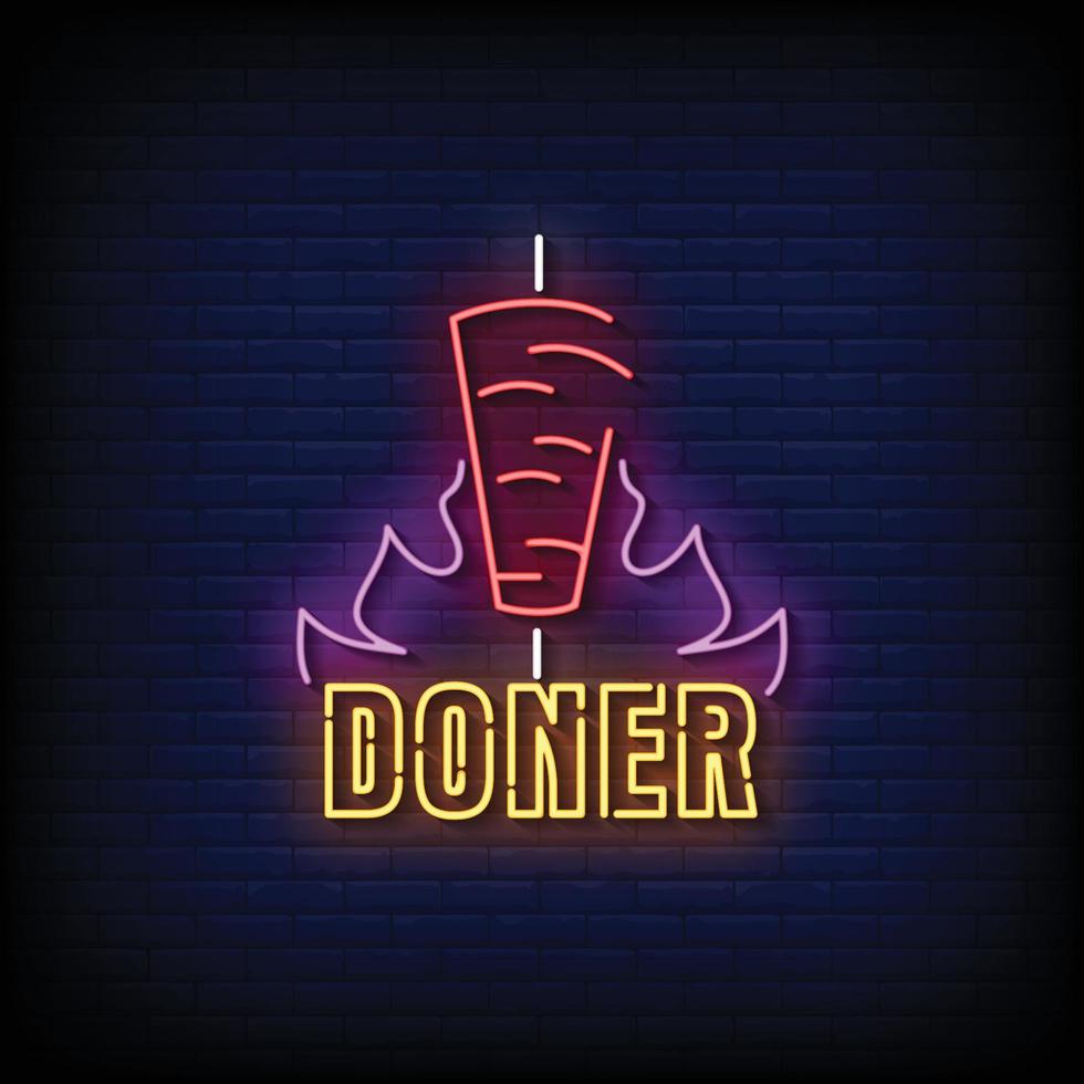 doner neonskyltar stil text vektor