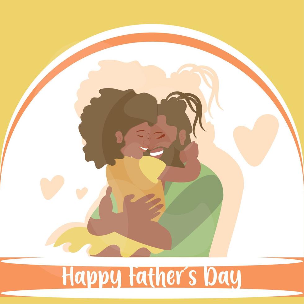 glad afroamerikansk pappa kramar sin dotter far dag mall vektor