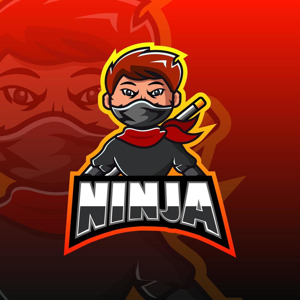 Ninja-Maskottchen-Ilustrationsvektor. Esport-Logo-Design vektor