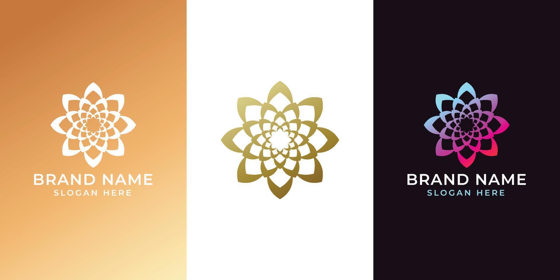 einzigartige kreisförmige logo-illustration. Mandala-Flachsymbol für Ihr Unternehmen. ayurveda, spa, yoga unternehmensidentität. Zen-Symboldesign für Werbung oder Web-Startup. marokkanischer Fliesenstil. Vektor isoliertes Zeichen.