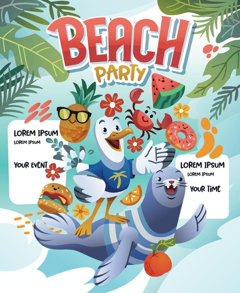 beach party affisch koncept vektor
