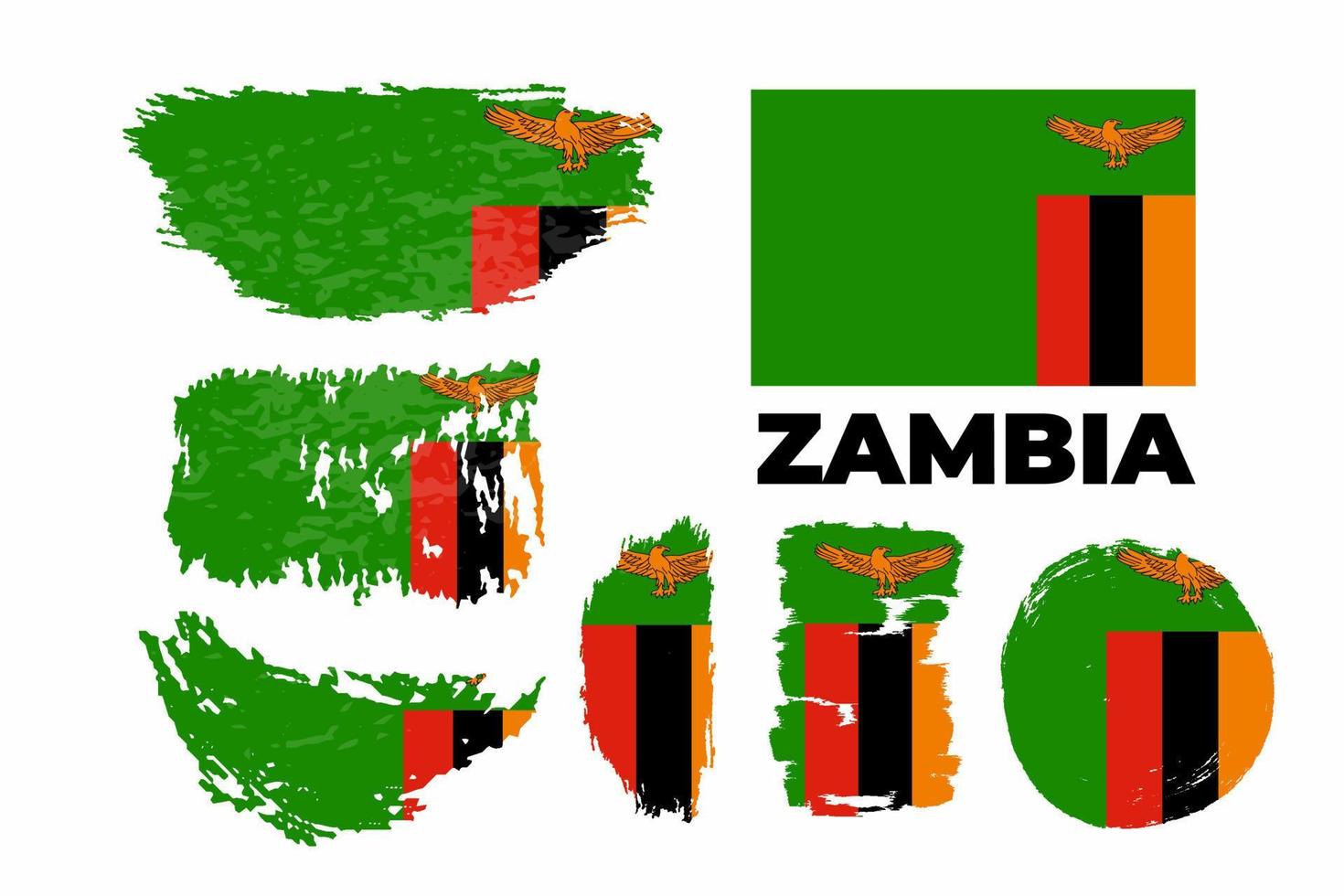 Pinsel gemalte Grunge-Flagge des Landes Sambia. unabhängigkeitstag von sambia. abstrakter kreativer gemalter Schmutzbürsten-Flaggenhintergrund. Vektor-Illustration vektor