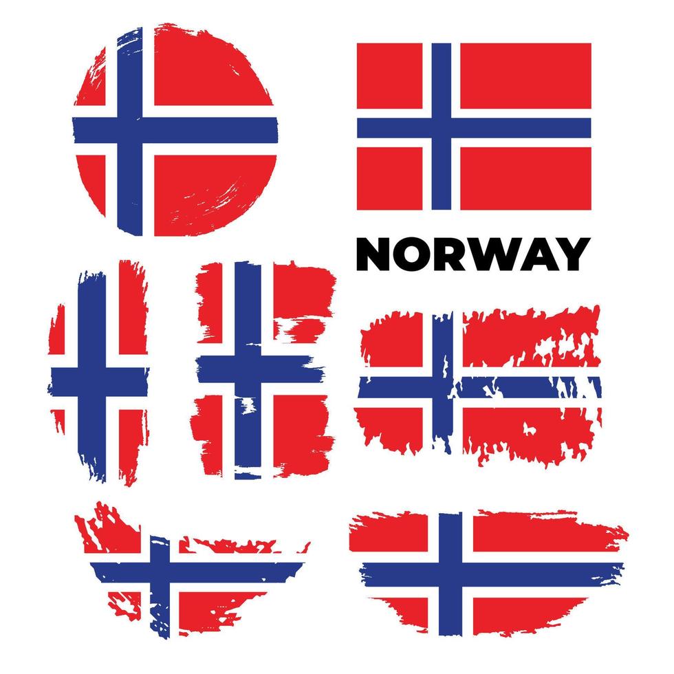 norges flagga set. vektor stock illustration isolerad på vit bakgrund.