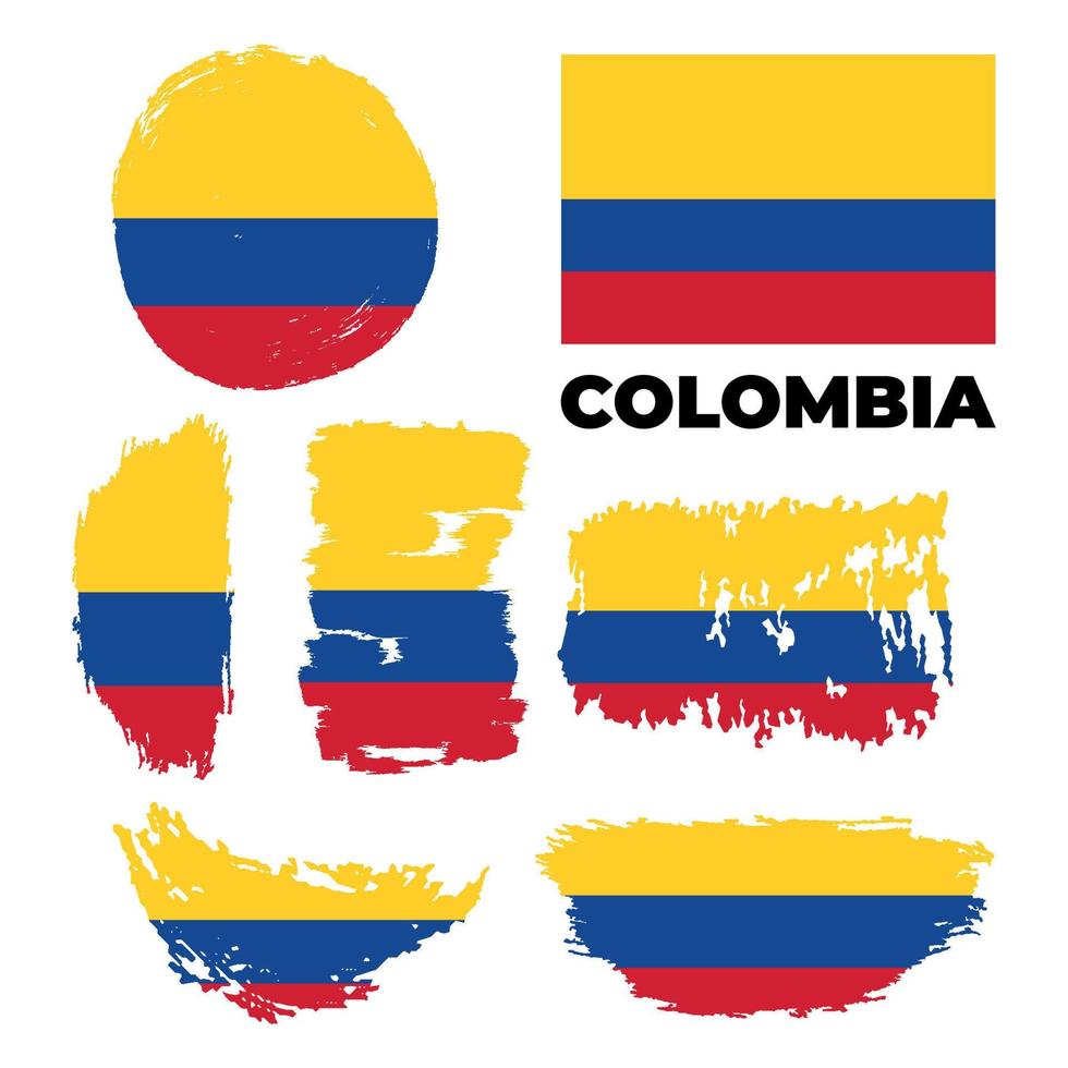 flagga för colombia, grunge abstrakt penseldrag på grå bakgrund. vektor illustration. vektor illustration