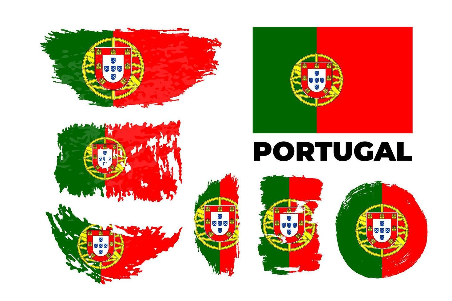 glad självständighetsdagen i Portugal med konstnärlig akvarell landsflagga bakgrund. vektor grunge borste stock illustration penseldrag set