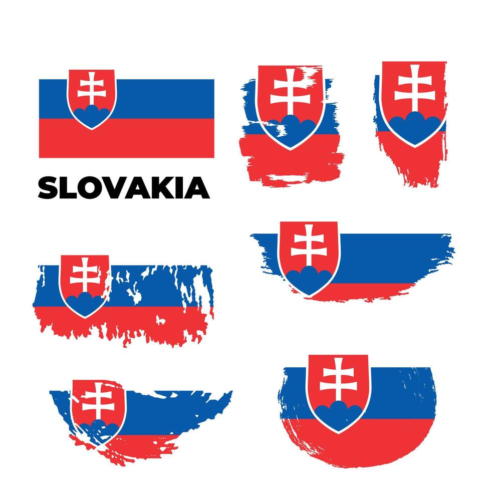 uppsättning av 3 grunge texturerat flagga Slovakien. vektor flaggor.