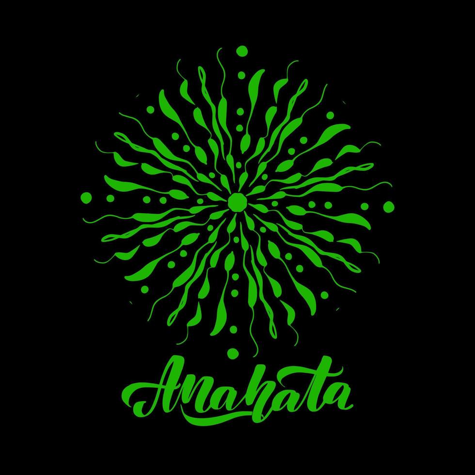 anahata vierte chakra farbvektorillustration. Herzchakra-Symbol. grüne Farbe. für Logo-Yoga-Heilmeditation. schönes Umriss-Mandala. ethnischer, indischer Stil. Vektor-Illustration vektor