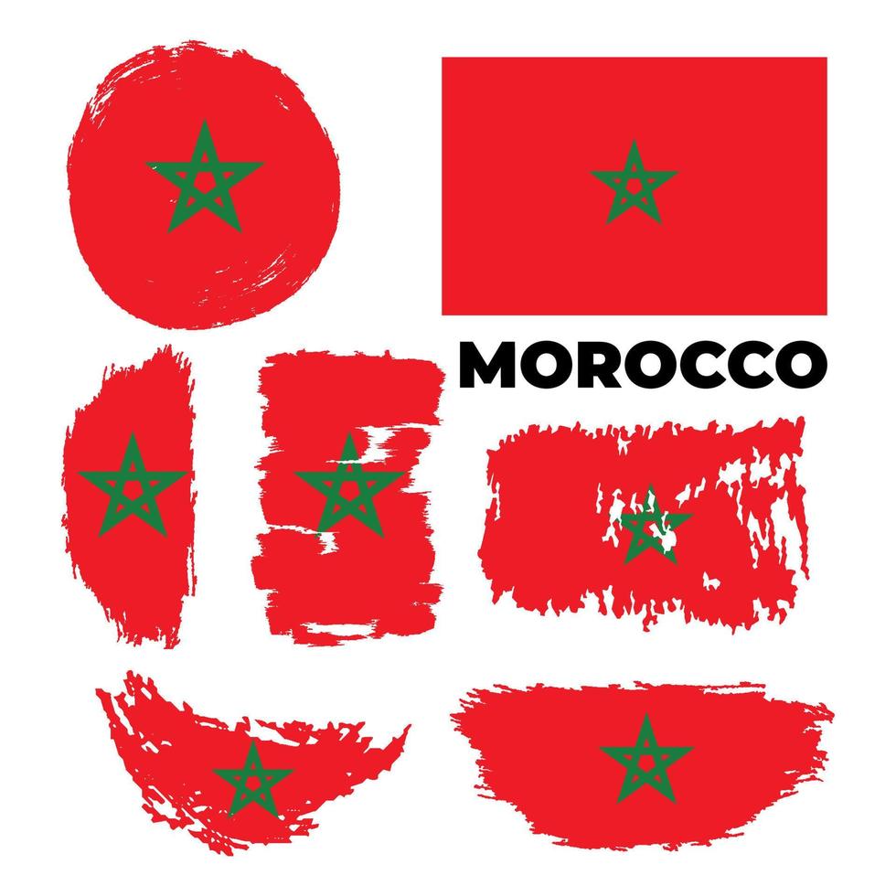 Marockos flagga. handmålad med pensel. vektor illustration. vektor illustration