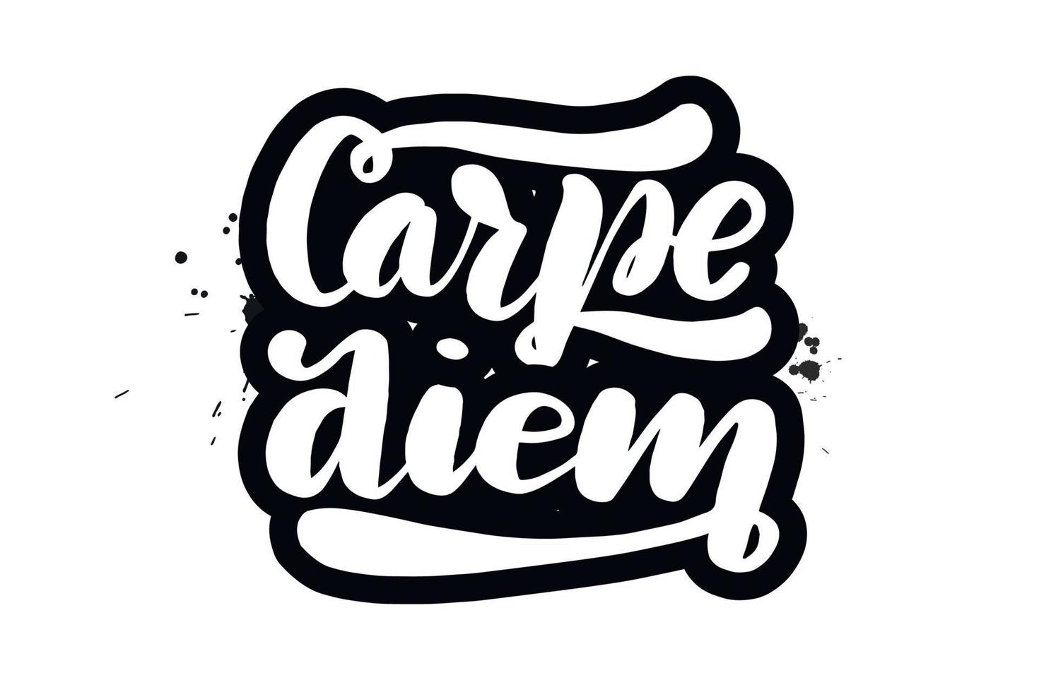 inspirerande handskriven pensel bokstäver carpe diem. vektor kalligrafi illustration isolerad på vit bakgrund. typografi för banderoller, märken, vykort, t-shirt, tryck, affischer.