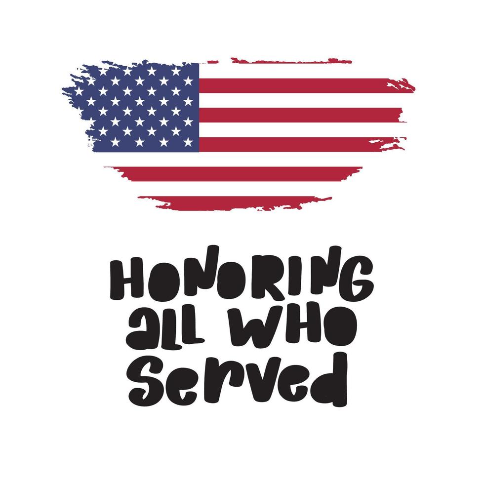 alle Ehren, die dienten. 11. november, vereinigte staaten von amerika, uns ein veterans day design. vektor