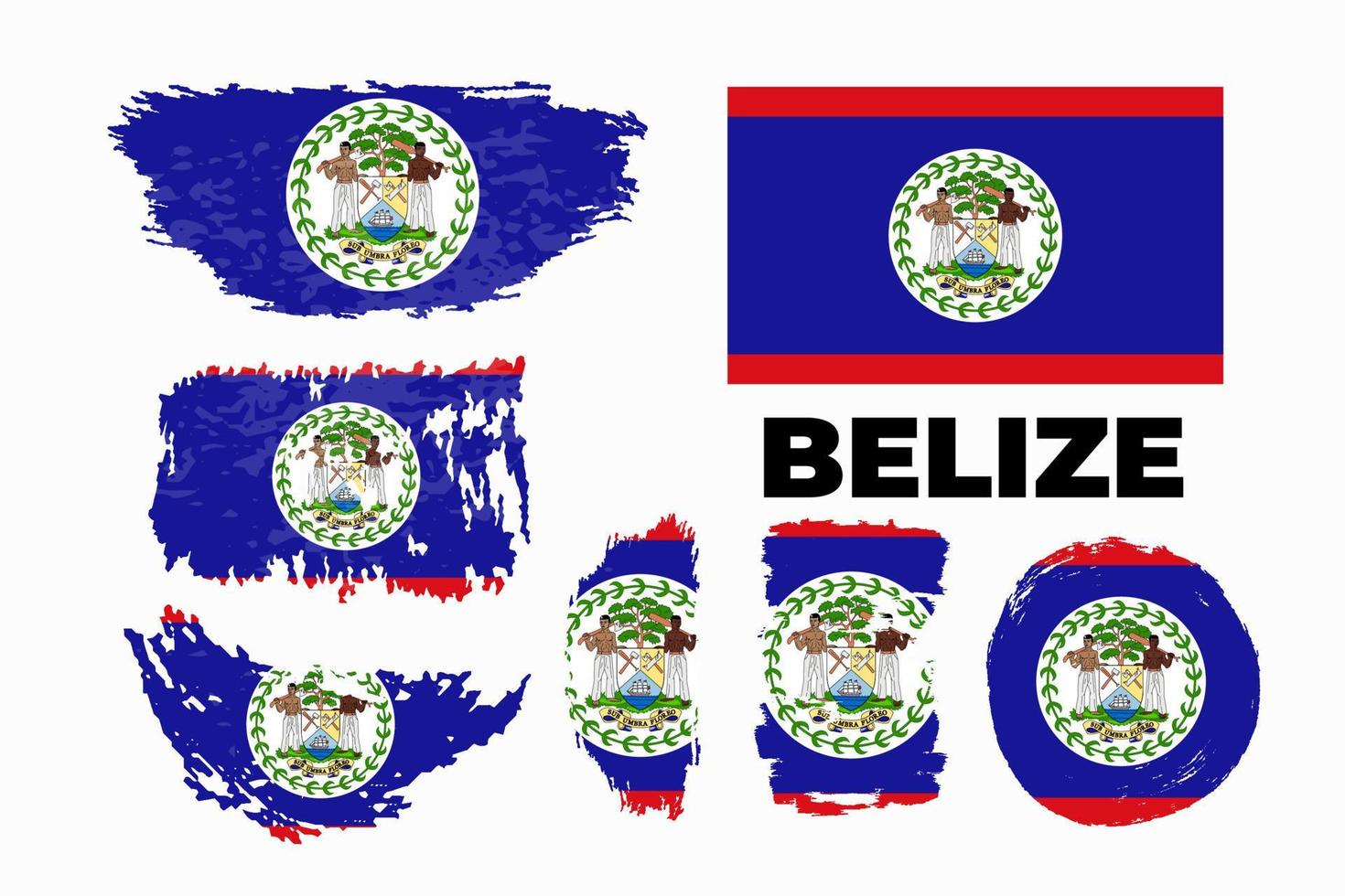 Flagge des Landes Belize. glücklicher unabhängigkeitstag von belize hintergrund mit grunge pinsel flag illustration. Vektor-Illustration vektor