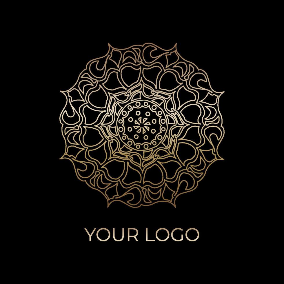 kalligrafiska stjärna prydnad ram linjer. rund logotyp i guld. restaurangmeny. lyx vintage östlig typografisk design. retro inbjudningar och islam mandala. vektor blomstrar illustration.