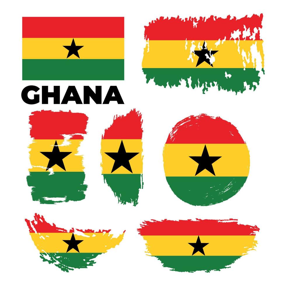 Ghana-Flagge. Pinselstriche werden von Hand gezeichnet. Tag der Unabhängigkeit. vektor