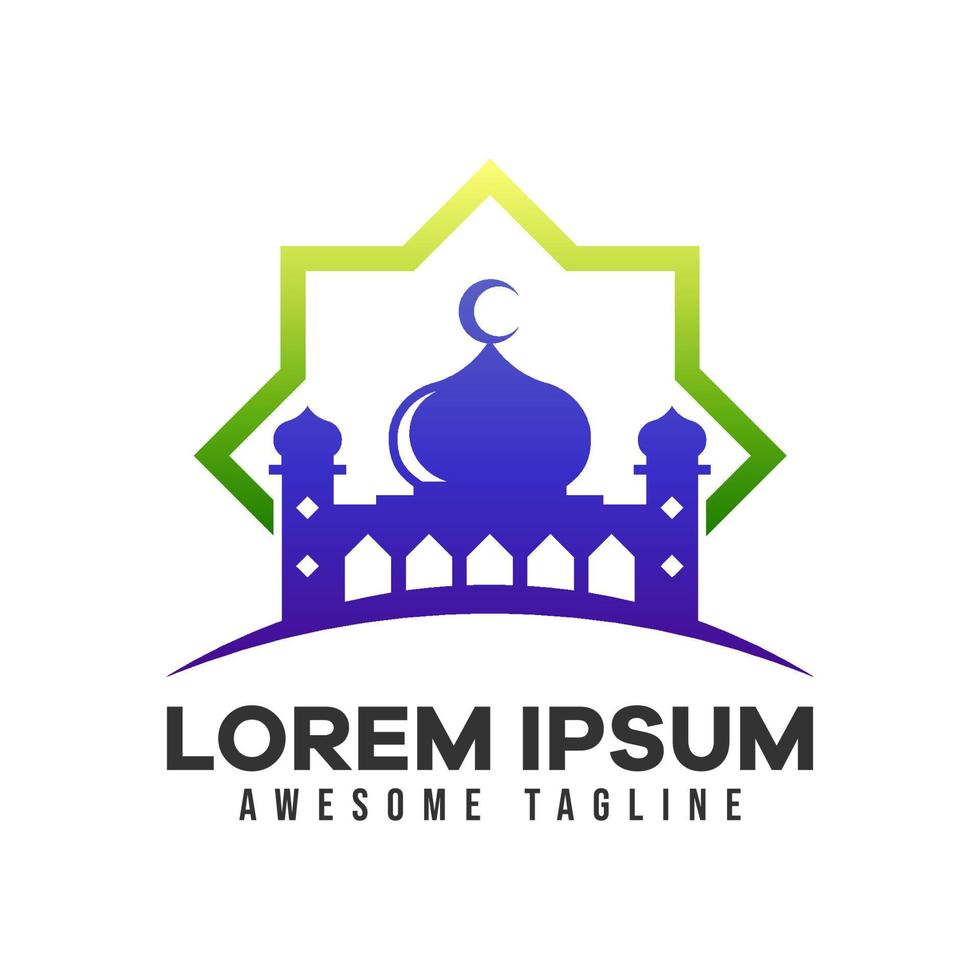 Moschee-Logo. moderne vektorillustration passend für islamisches thema, ramadan oder islamische feier. farbenfroher Stil. vektor