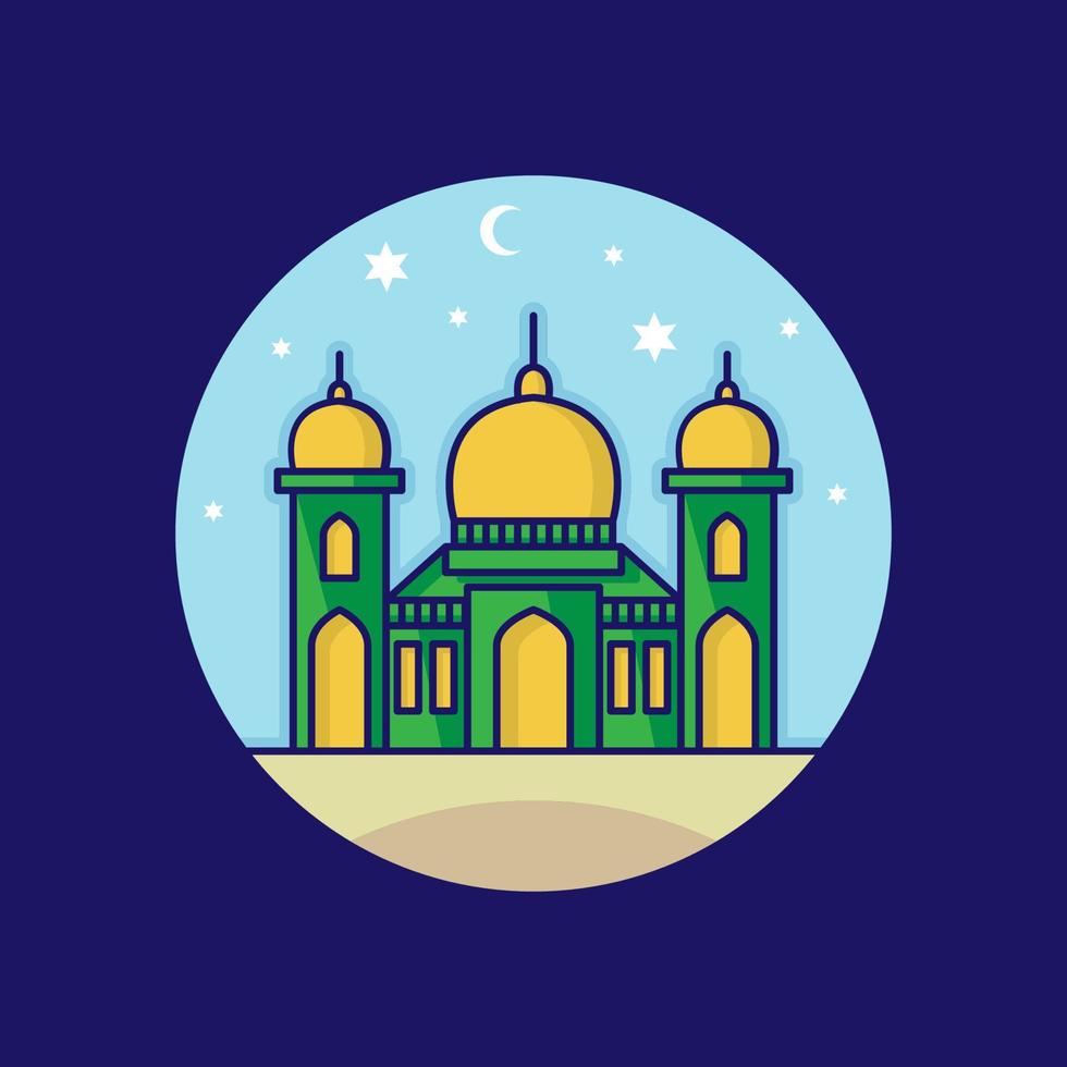 moské vektorillustration. moské islamisk symbol för ramadan kareem tecken. moské modern byggnad. vektor platt stil