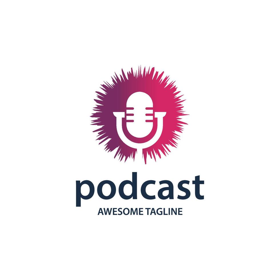 Podcast-Logo. mikrofon-illustration. das Symbol für Influencer oder Broadcast-Zeichen vektor