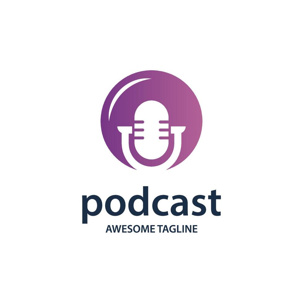 Podcast-Logo. mikrofon-illustration. das Symbol für Influencer oder Broadcast-Zeichen vektor
