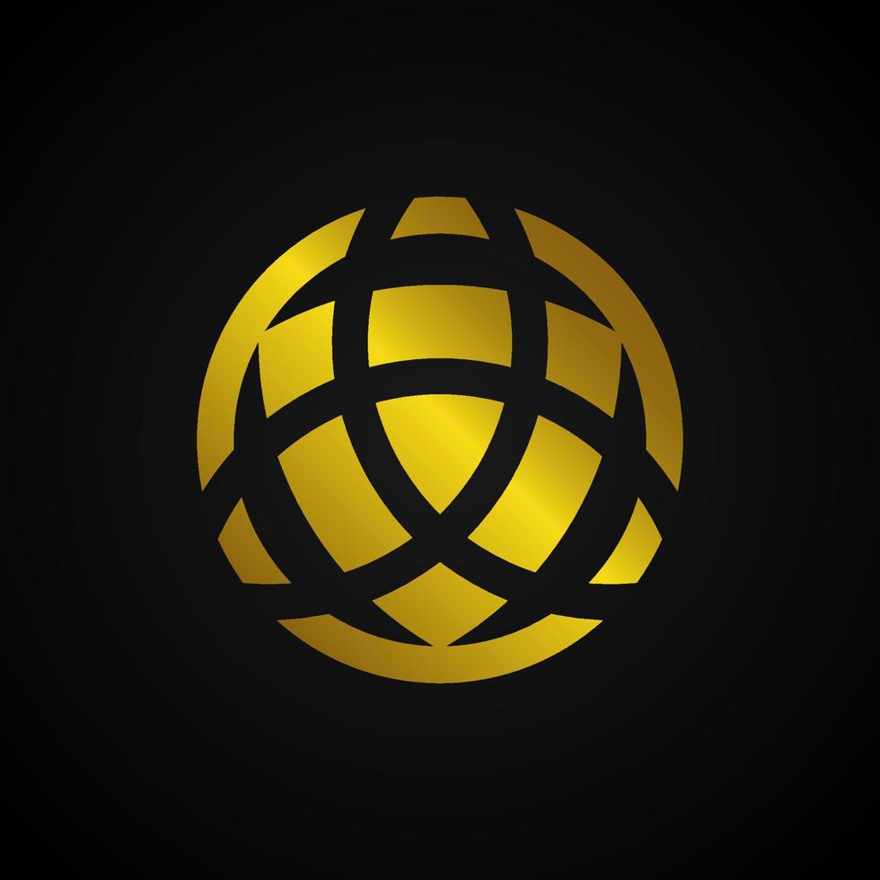 trinity vektor logotyp. en wicca-symbol för skydd. vektor gyllene keltiska treenighetsknut set isolerad på svart bakgrund. wiccan spådomssymbol, antika ockulta tecken