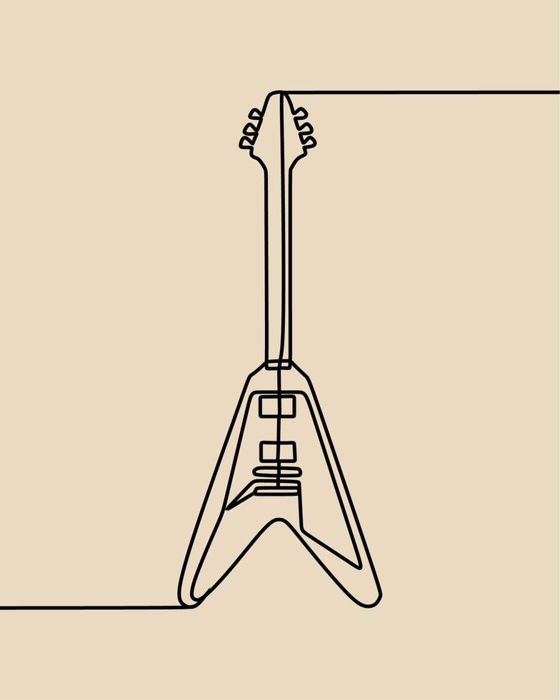 kontinuerlig linjeteckning på gitarr vektor