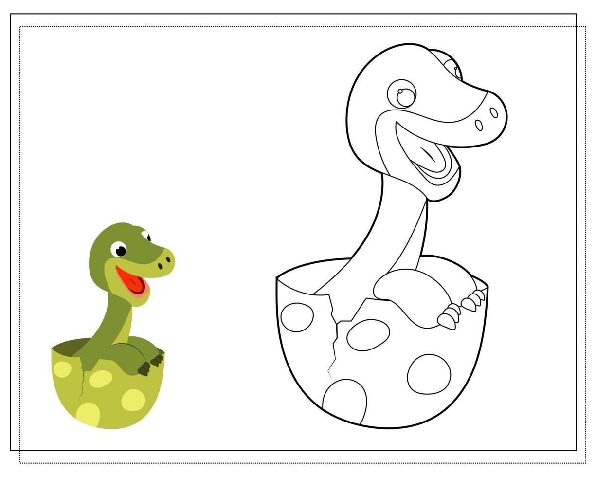 Malbuch für Kinder, niedlicher Cartoon-Dinosaurier vektor