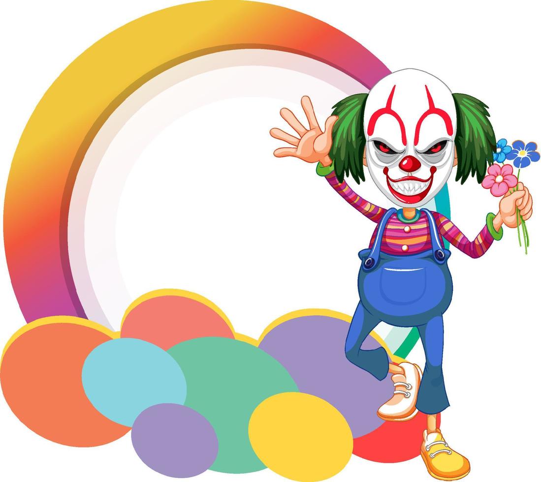 clown seriefigur med tom banner vektor
