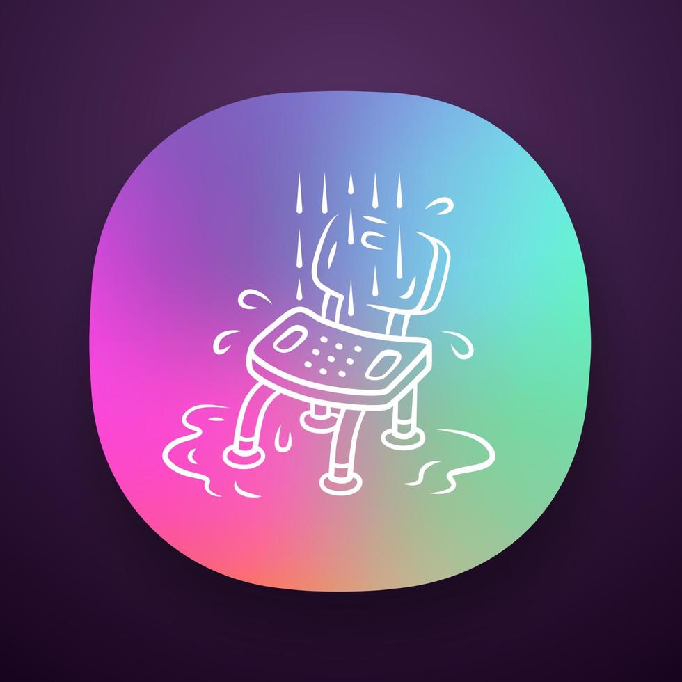 duschstol app ikon. enhet för fysiskt funktionshindrade. förlamad patient personlig hygienutrustning. ui ux användargränssnitt. webb- eller mobilapplikation. vektor isolerade illustration