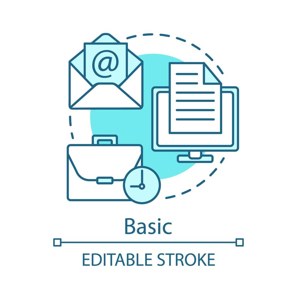 grundläggande koncept ikon. e-postmarknadsföring prenumeration tariff idé tunn linje illustration. nyhetsbrev meddelanden. reklamtjänst. vektor isolerade konturritning. kunddatabas. redigerbar linje