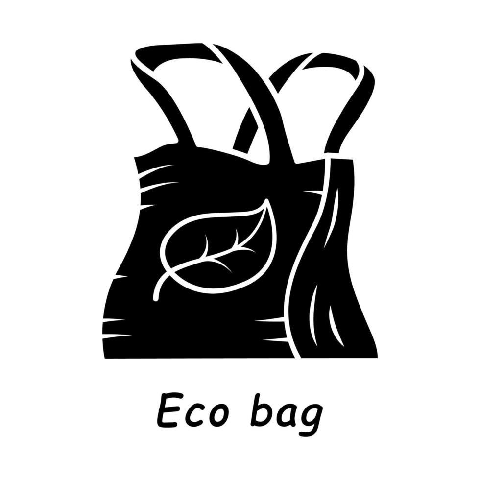 Öko-Beutel-Glyphe-Symbol. umweltfreundliches, wiederverwendbares, recycelbares Textil. organisches, natürliches Material. umweltfreundliche Einkaufshandtasche. ökologisches fabric.silhouette-symbol. negativer Raum. vektor isolierte illustration