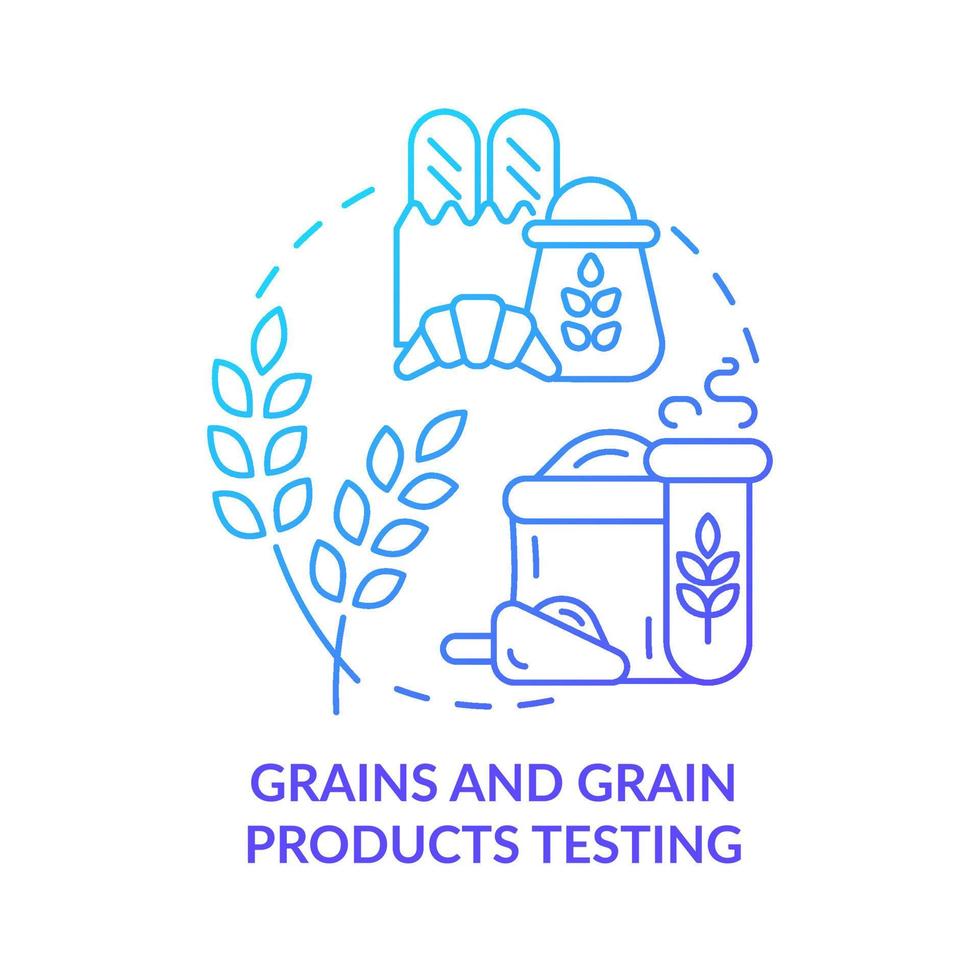 Körner und Getreideprodukte, die das Symbol für das Konzept des blauen Farbverlaufs testen. Lebensmittelsicherheit Bewertung abstrakte Idee dünne Linie Abbildung. Kohlenhydratquelle. isolierte Umrisszeichnung. Unzählige pro-fette Schriftarten werden verwendet vektor