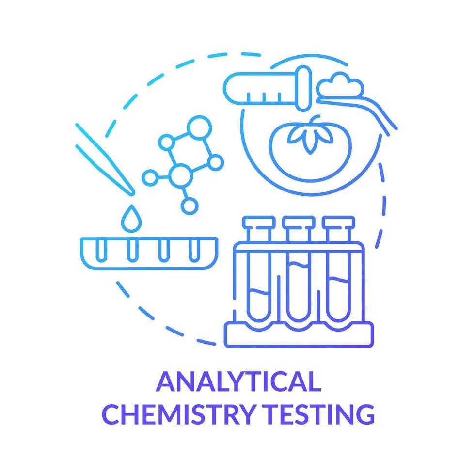 Analytische Chemie testet blaues Gradientenkonzept-Symbol. lebensmitteltestverfahren abstrakte idee dünne linie illustration. chemische Analyse. isolierte Umrisszeichnung. Unzählige pro-fette Schriftarten werden verwendet vektor