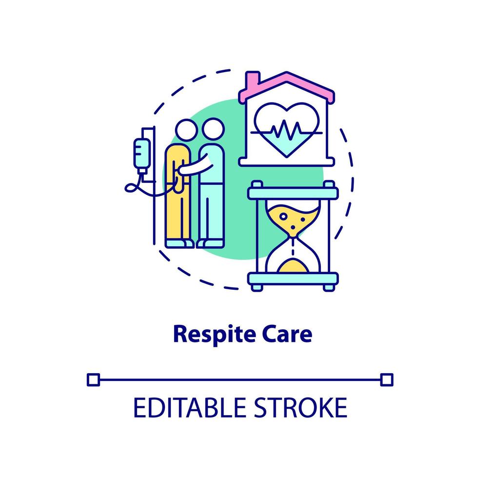 Symbol für das Konzept der Erholungspflege. kurzfristige Hilfestellung. hospizdienst für patienten abstrakte idee dünne linie illustration. isolierte Umrisszeichnung. editierbarer Strich. Arial, unzählige pro-fette Schriftarten verwendet vektor