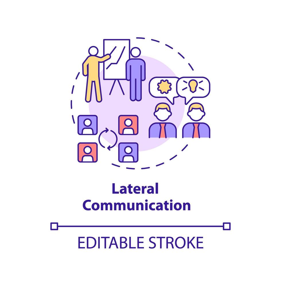 lateral kommunikation koncept ikon. horisontell interaktion mellan anställda abstrakt idé tunn linje illustration. isolerade konturritning. redigerbar linje. arial, otaliga pro-bold typsnitt som används vektor