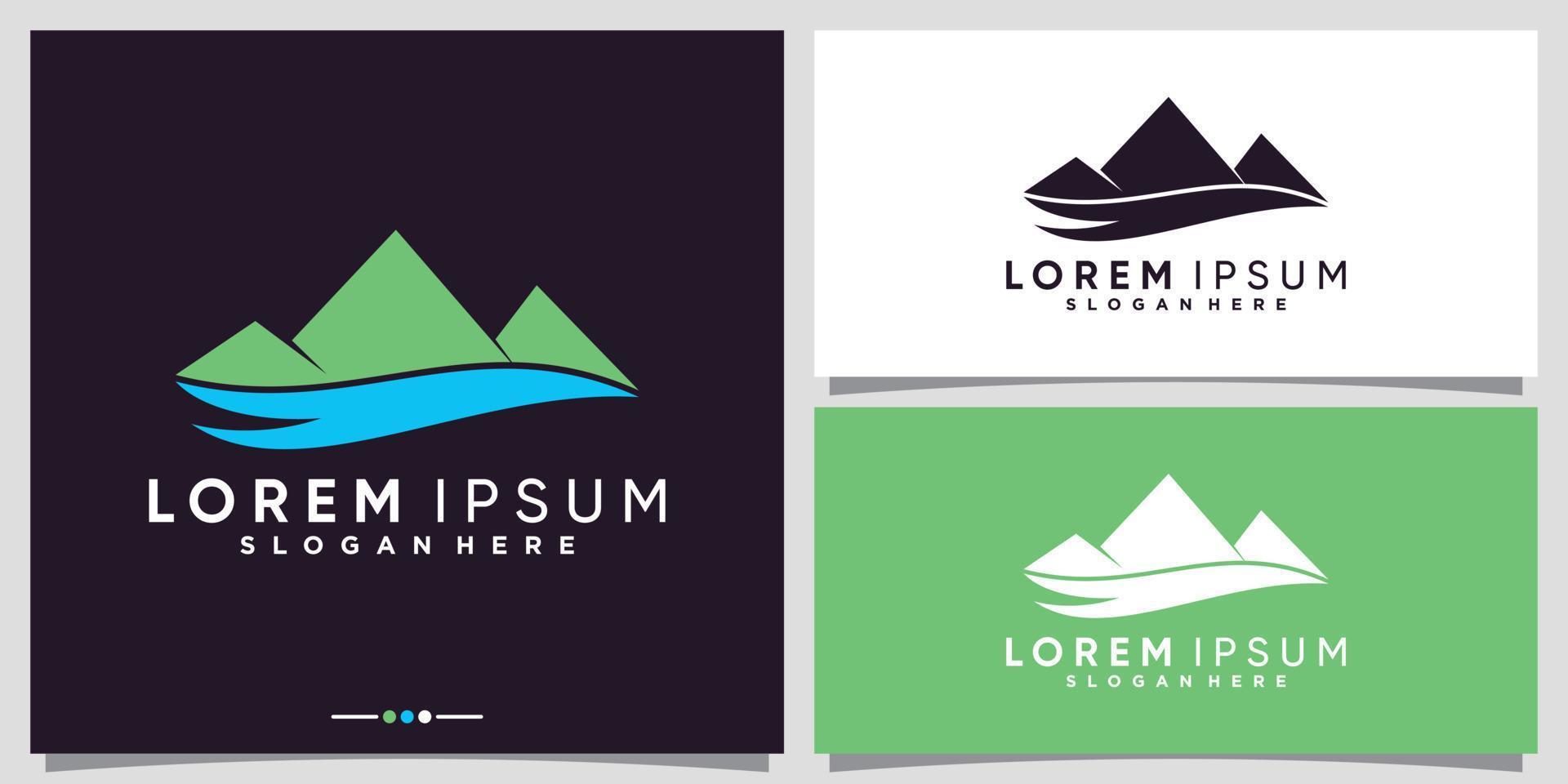berg och flod logotyp design med kreativa koncept premium vektor