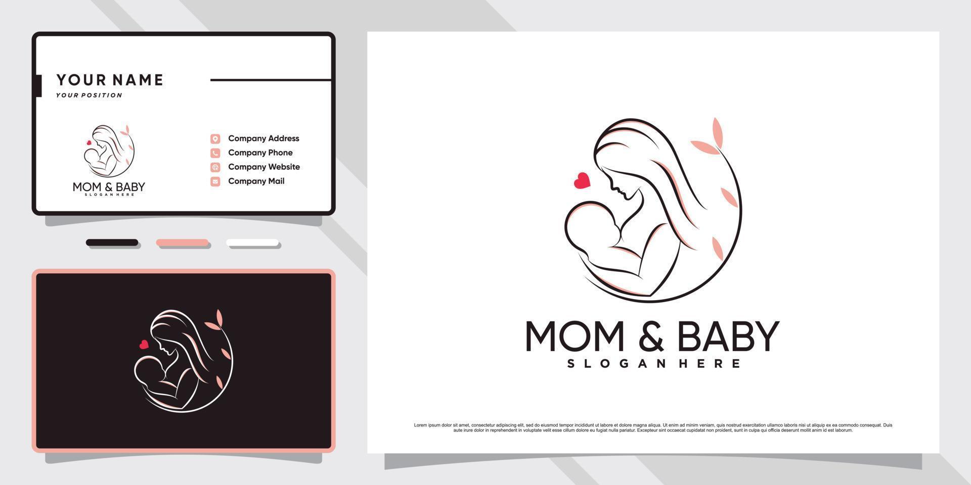 mama- und babylogo mit kreativem element und visitenkartendesign premium-vektor vektor