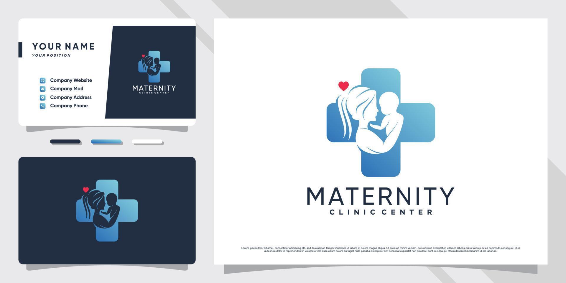 mama- und babylogo mit kreativem element und visitenkartendesign premium-vektor vektor